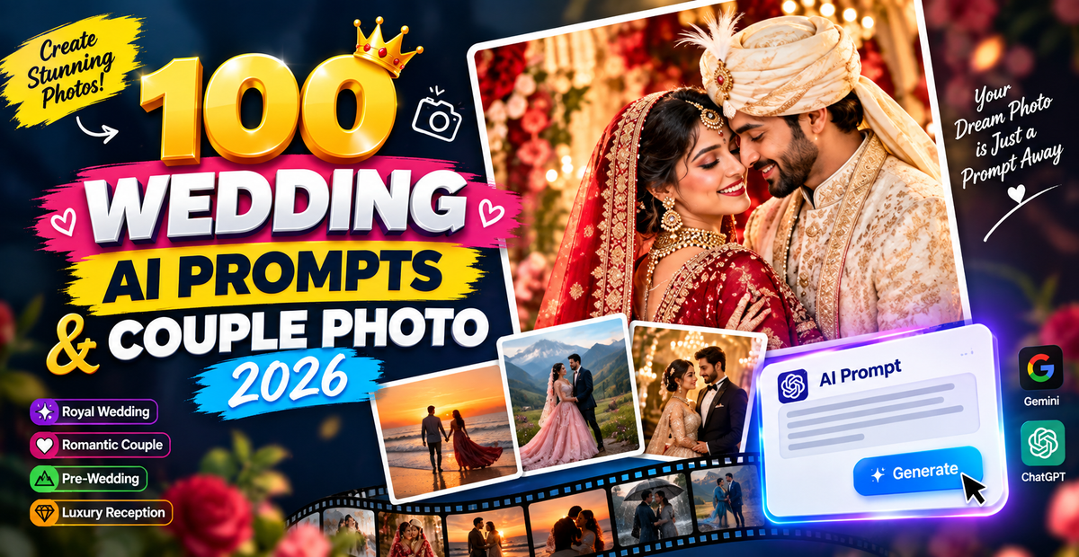 100 Best AI Wedding & Couple Photo Prompts 2026 Top And Best